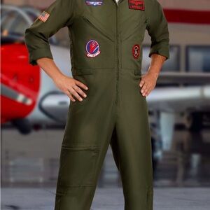 Green Top Gun Flight Suit with Patches